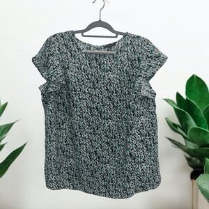 Adrianna Papell Green Speckled Flutter Sleeve Blouse Plus Size 2X